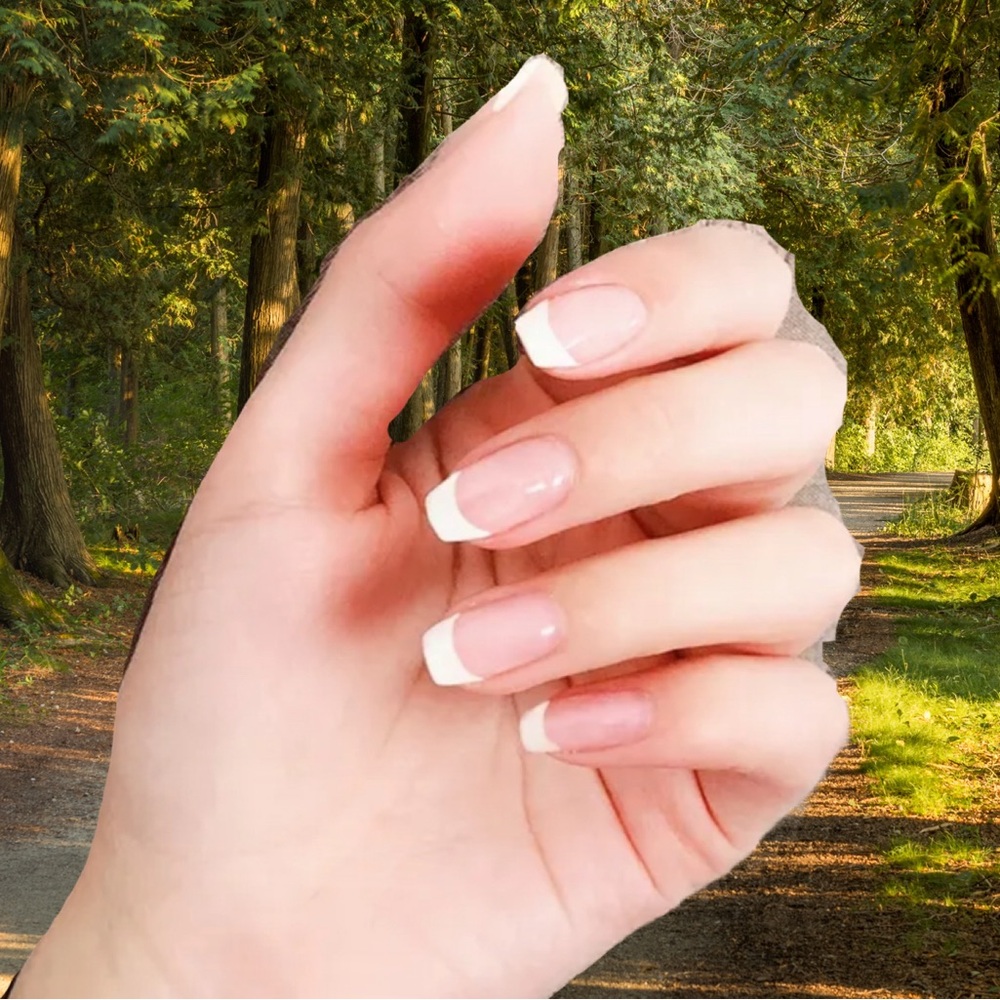 Mix Between Almond & Coffin Styled French Manicure Press On Nail Kit